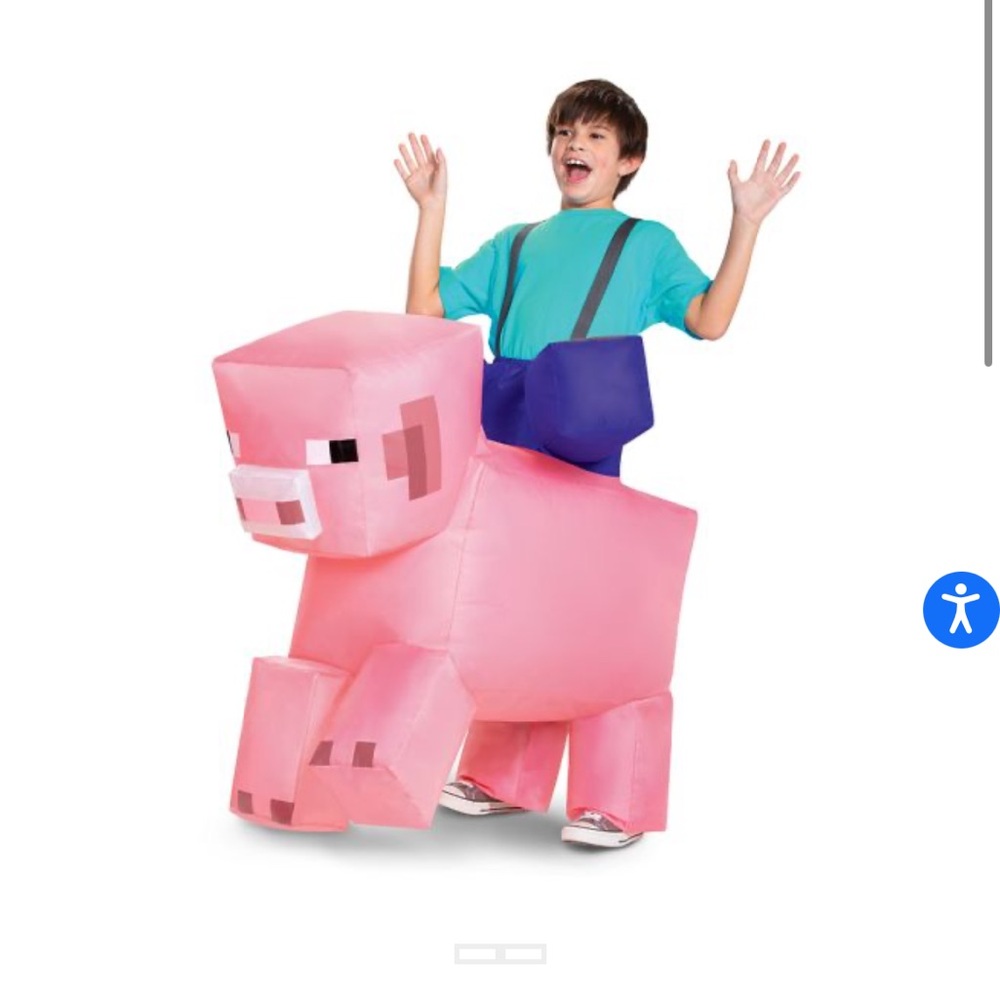 Kids Disguise Minecraft Pig Ride-On Inflatable Costume OS